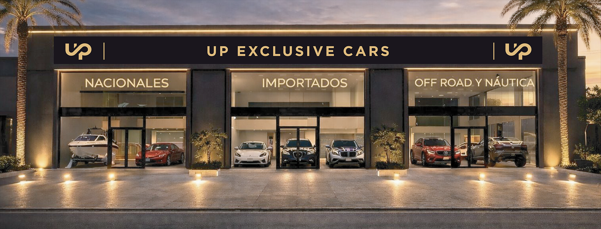 Fachada del showroom UP Exclusive Cars en San Vicente
